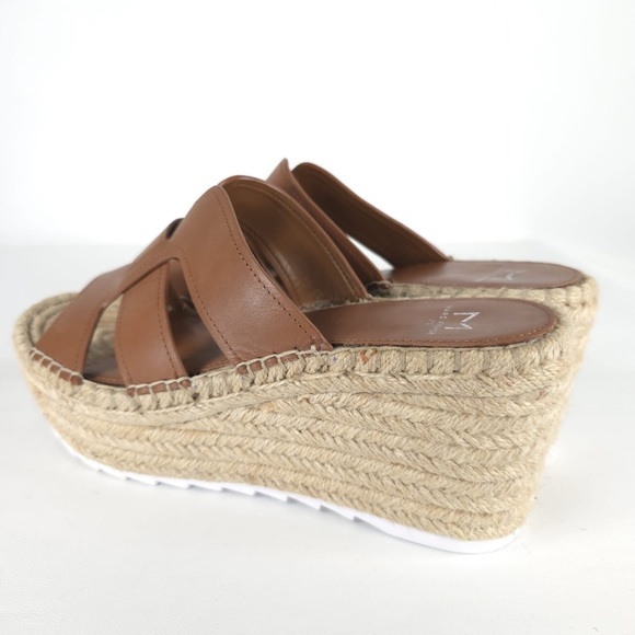 MARC FISHER LTD Brown LEATHER Robbyn Espadrille Wedge Sandal Size 9M - Picture 4 of 16